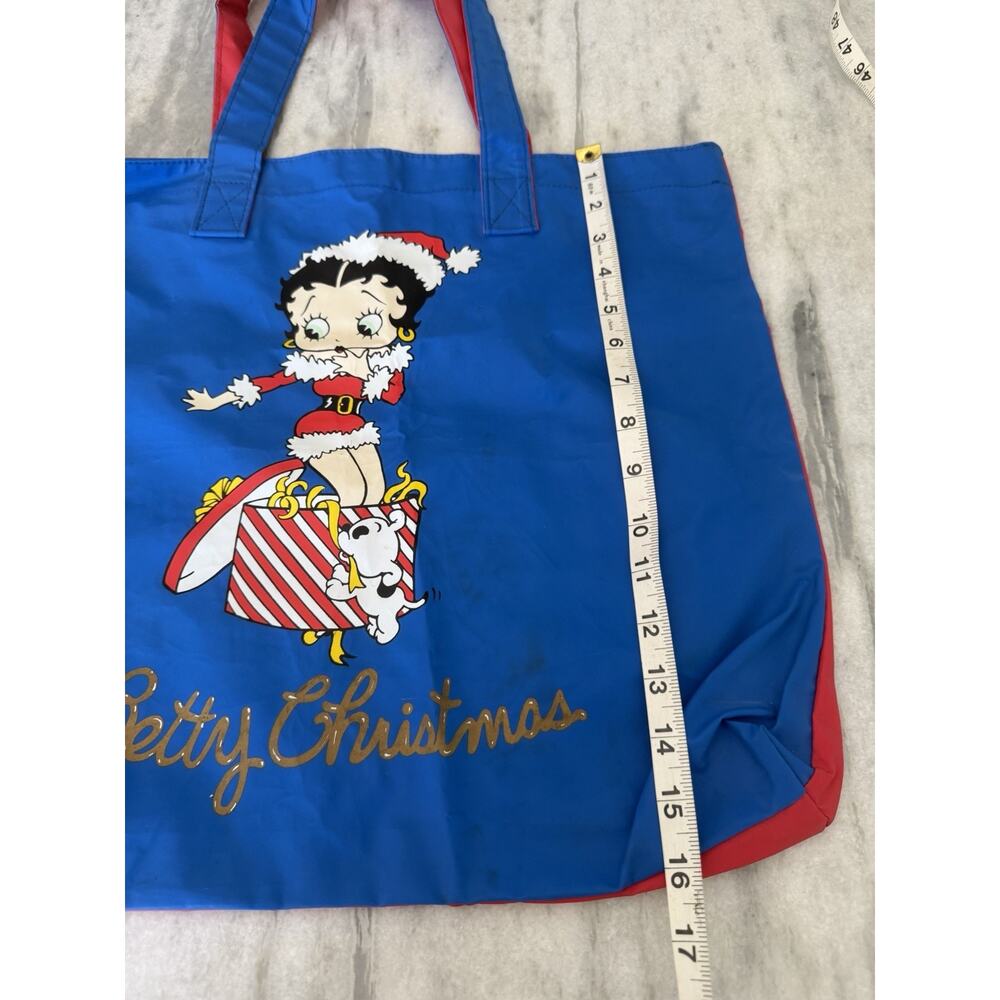 Vintage 90's Blue & Red Betty Boop w/santa hat Christmas Tote Bag 1994 - Picture 11 of 12